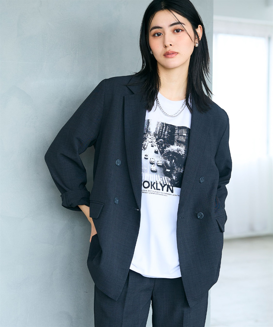 シワになりにくい》サマナチュラ リネンライクテーラードジャケット