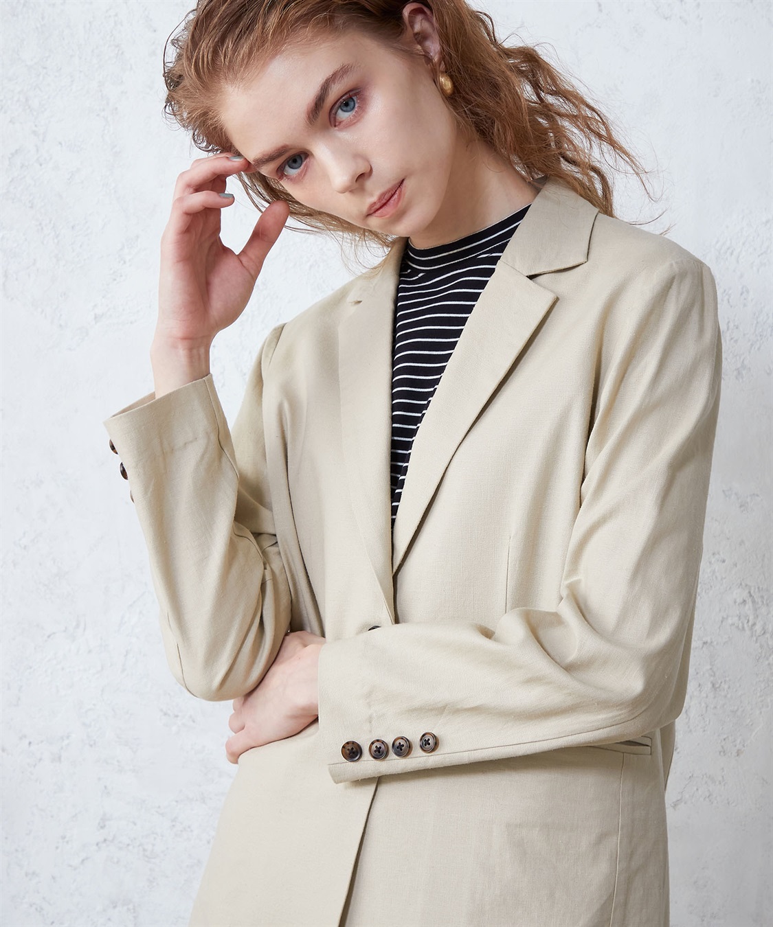 リネンブレンドストレッチジャケット LE SOUK HOLIDAY｜クロスプラス