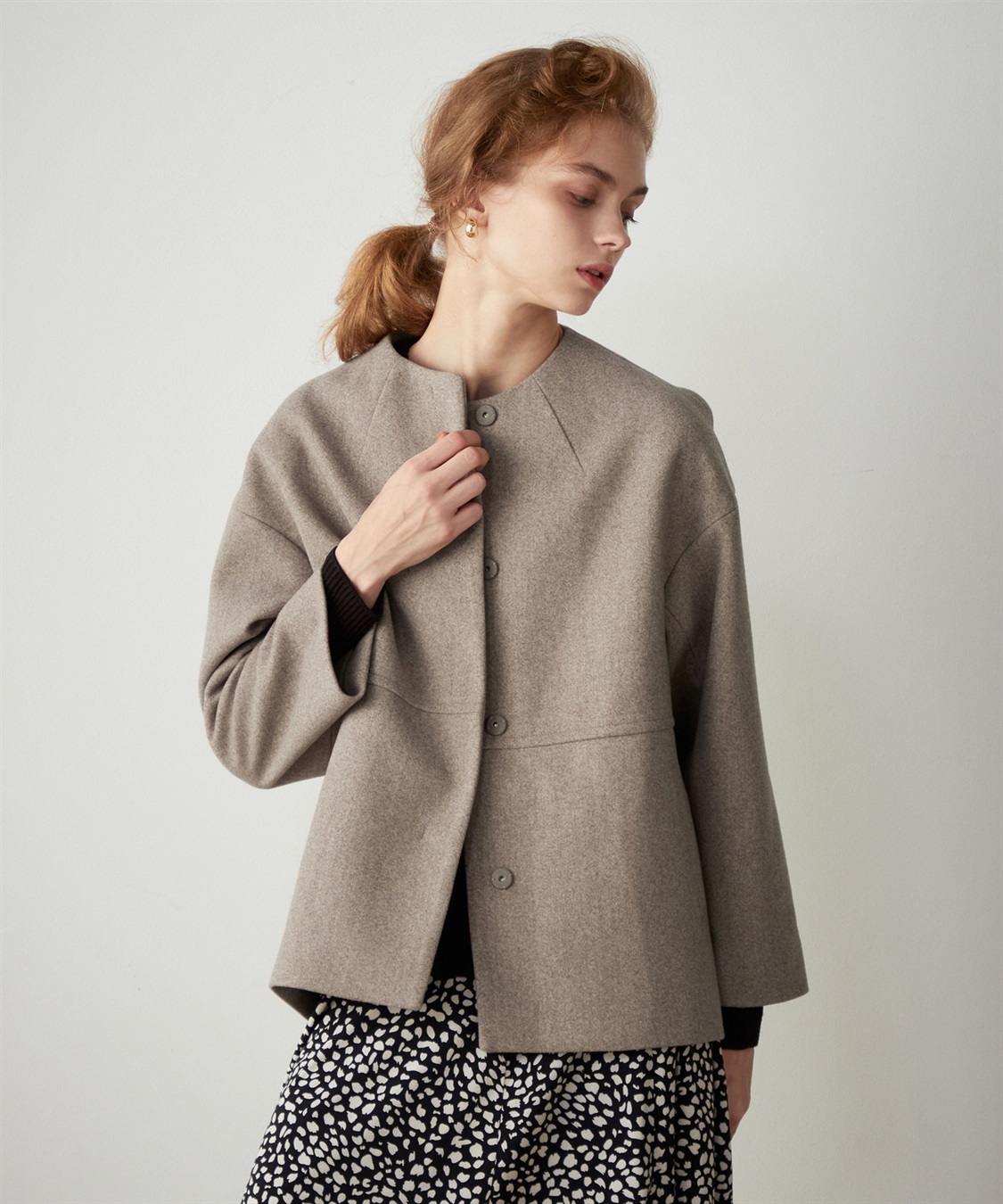 ノーカラーショートコート LE SOUK HOLIDAY｜クロスプラス公式通販サイト