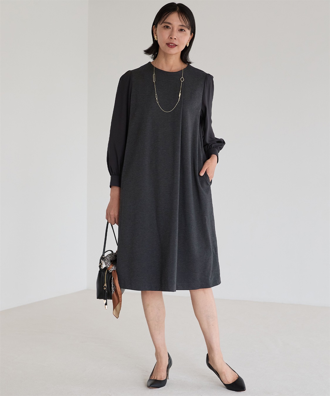 アルファブリック】フロントタックワンピース A/C DESIGN BY ALPHA