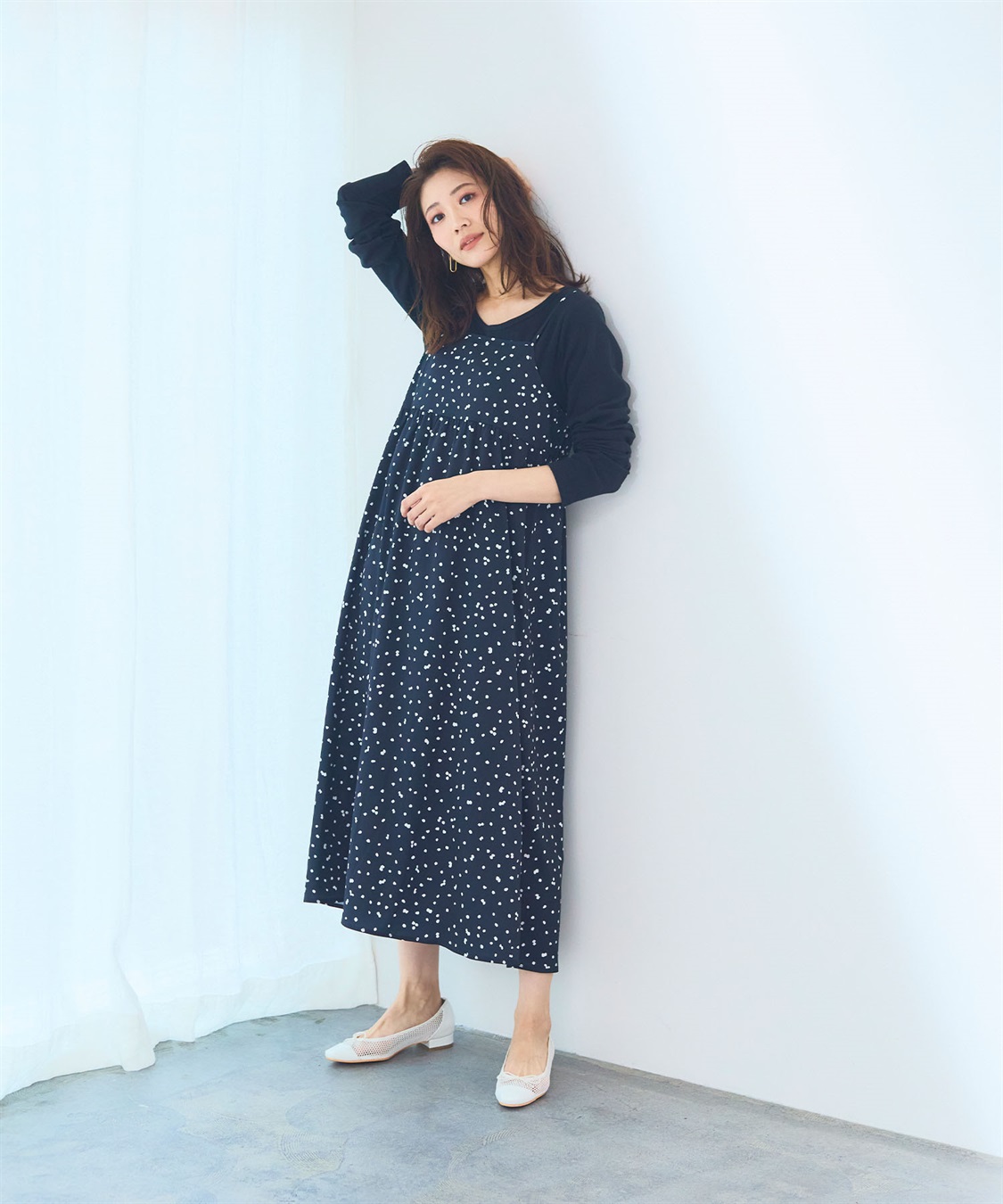 洗える》エブ楽 プリントキャミソールワンピース【CF/クロス