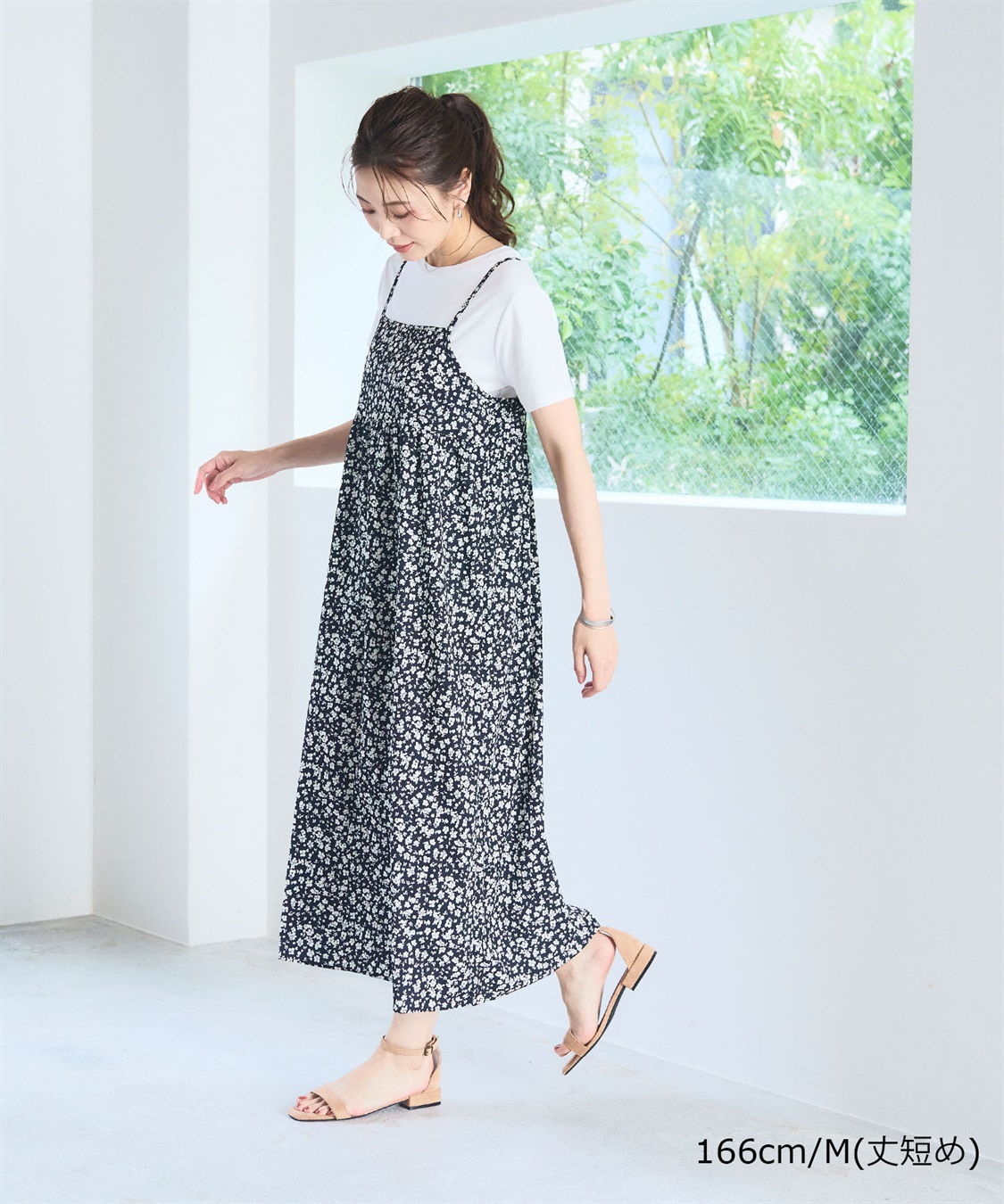 洗える》エブ楽 プリントキャミソールワンピース【CF/クロス