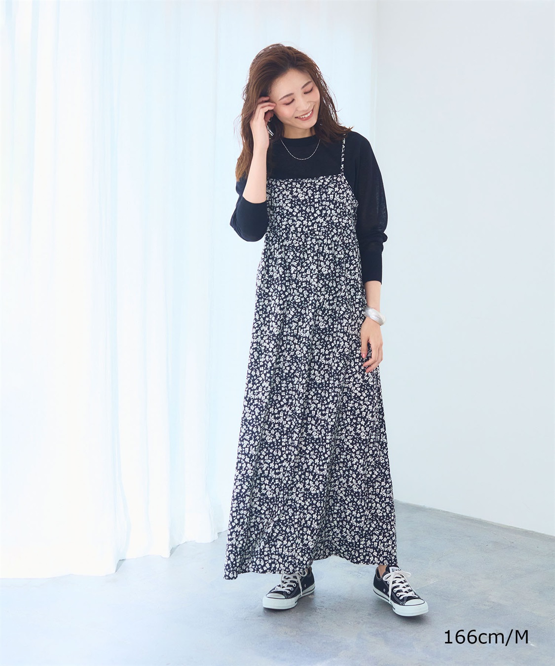 洗える》エブ楽 プリントキャミソールワンピース【CF/クロス