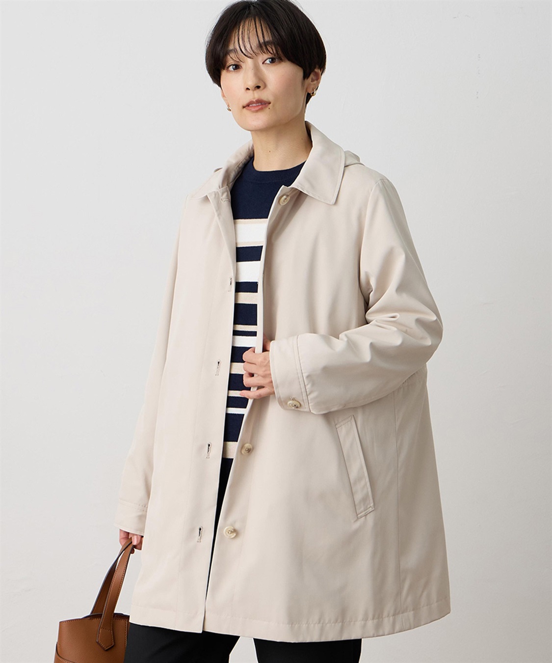 ライナー付きステンカラーコート【はっ水・ハンドウォッシャブル・花粉