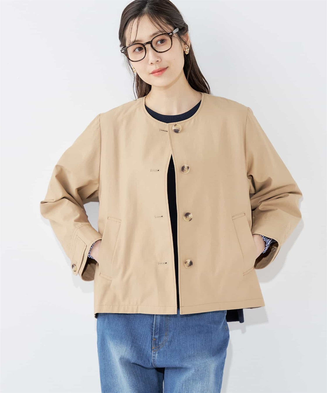 ノーカラージャケット Petit Honfleur｜クロスプラス公式通販サイト