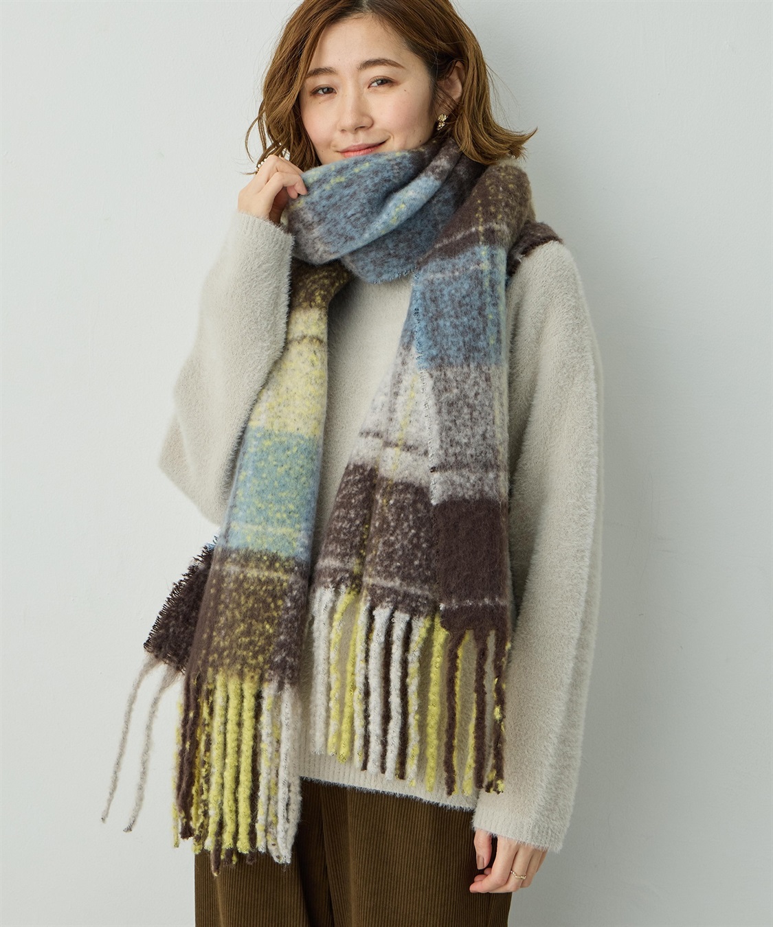 チェック柄マフラー Petit Honfleur｜クロスプラス公式通販サイト