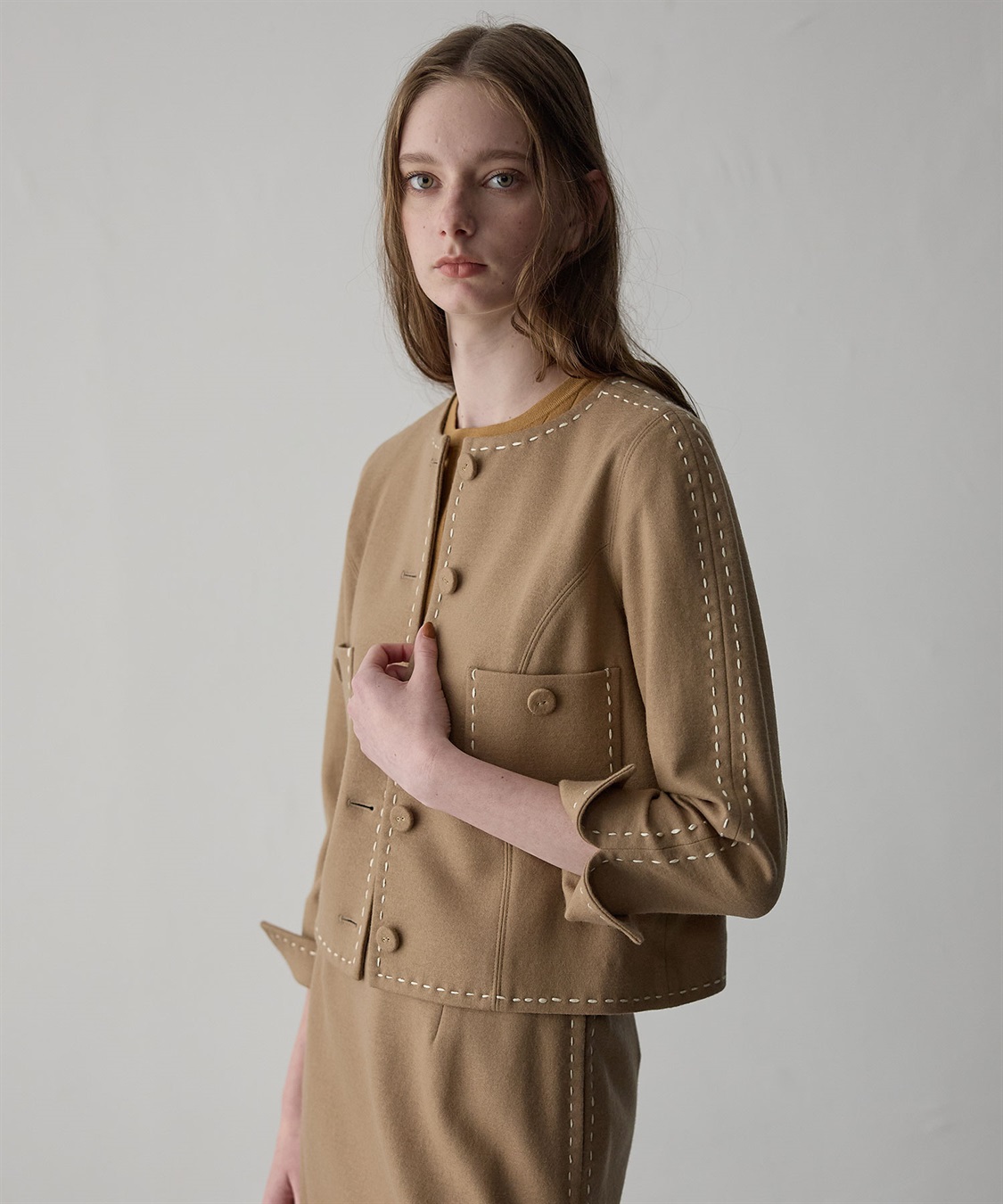 ウールジャージー配色ステッチジャケット 49AV JUNKO SHIMADA｜クロス