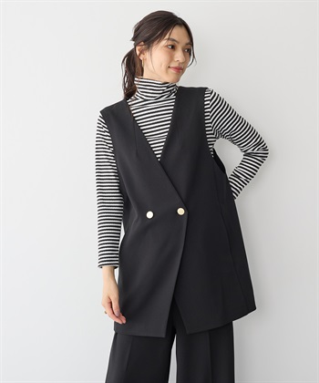 anyfee/プラスサイズ】ニットジョーゼットジレ anyfee｜クロスプラス