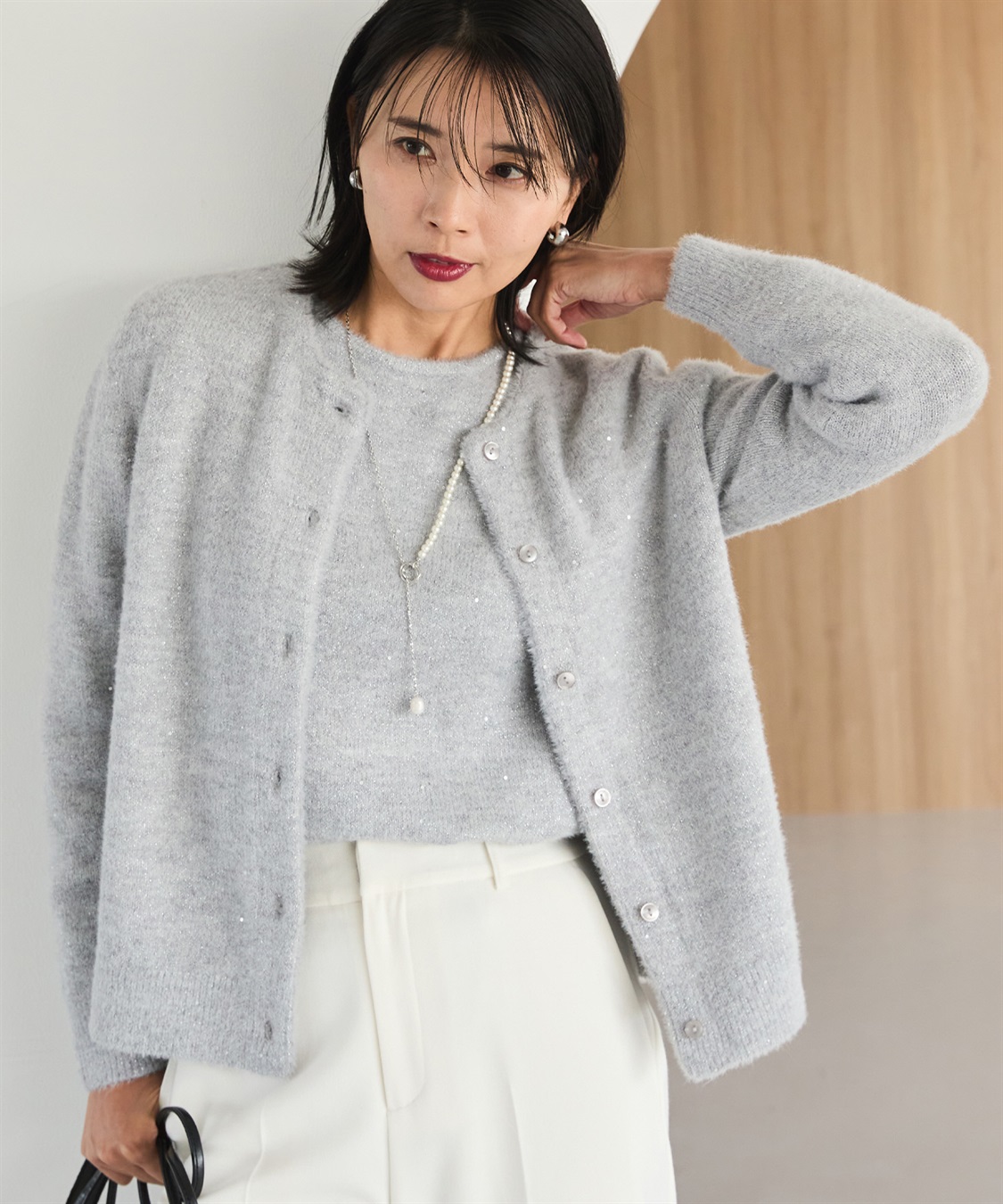 スパンコールニットカーディガン A/C DESIGN BY ALPHA CUBIC｜クロス