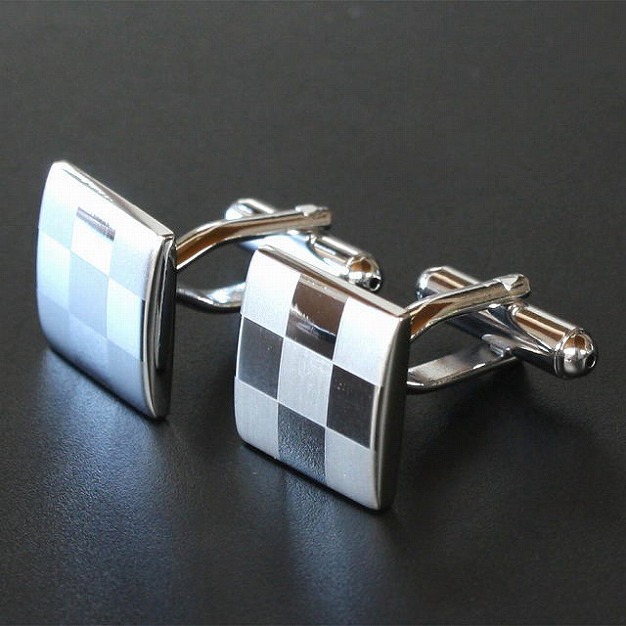 シルバーツートンカフスボタン（カフリンクス）