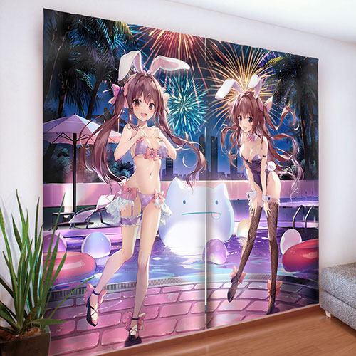 karory先生]描き下ろしカーテン（蒼海舞香＆蒼海夏音／ナイトプール）