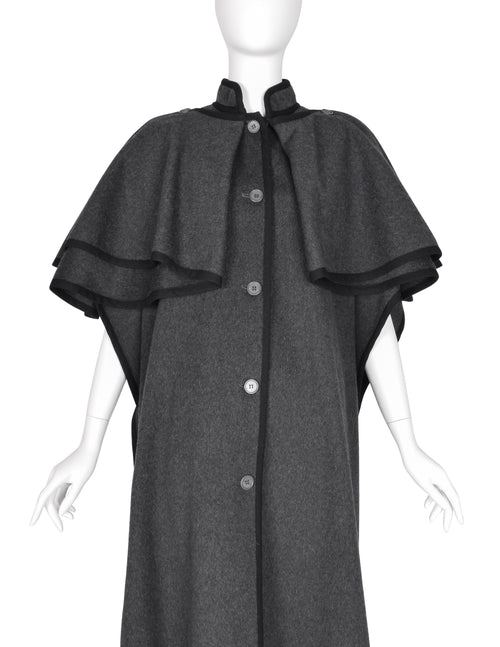 Yves Saint Laurent Vintage AW 1982 Charcoal Grey Wool Cape
