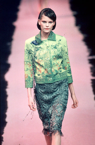 Christian Lacroix Vintage SS 1999 Yellow Folksy Abstract Floral