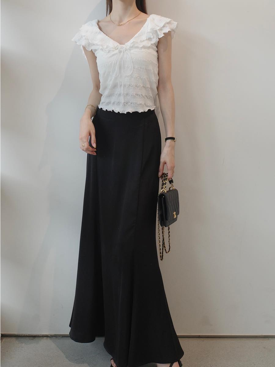 NEW】ruffle frill collar tops / white amel