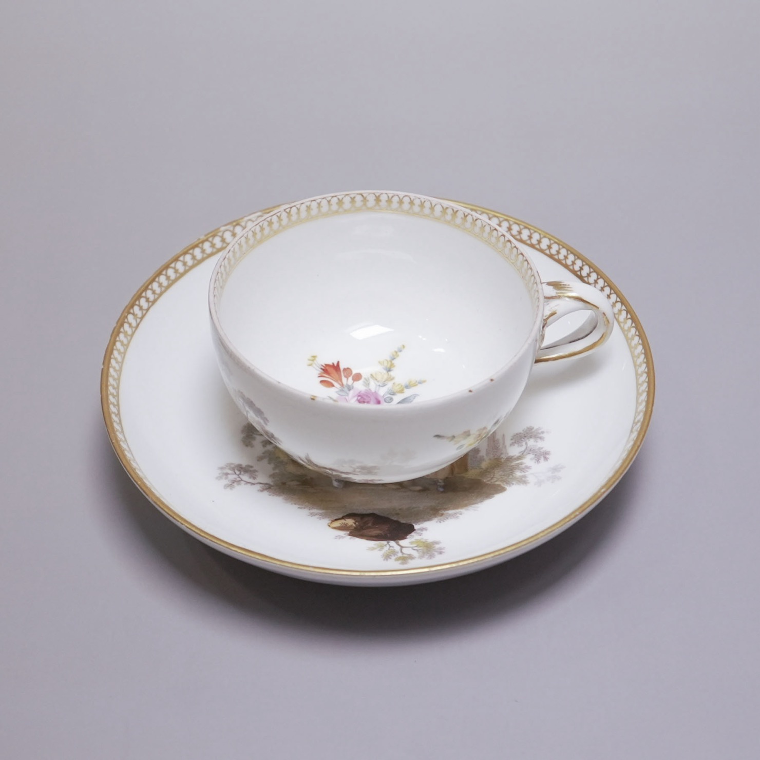 ドイツ 1880年代 磁器 MEISSEN マイセン 人物紋カップ＆ソーサー