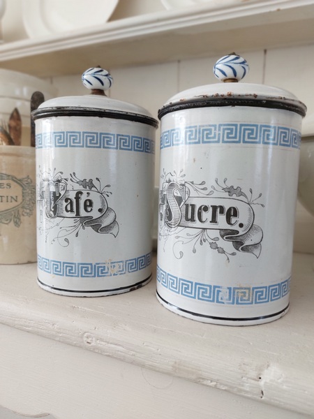 アンティークホーロー白キャニスター アンティークショップ