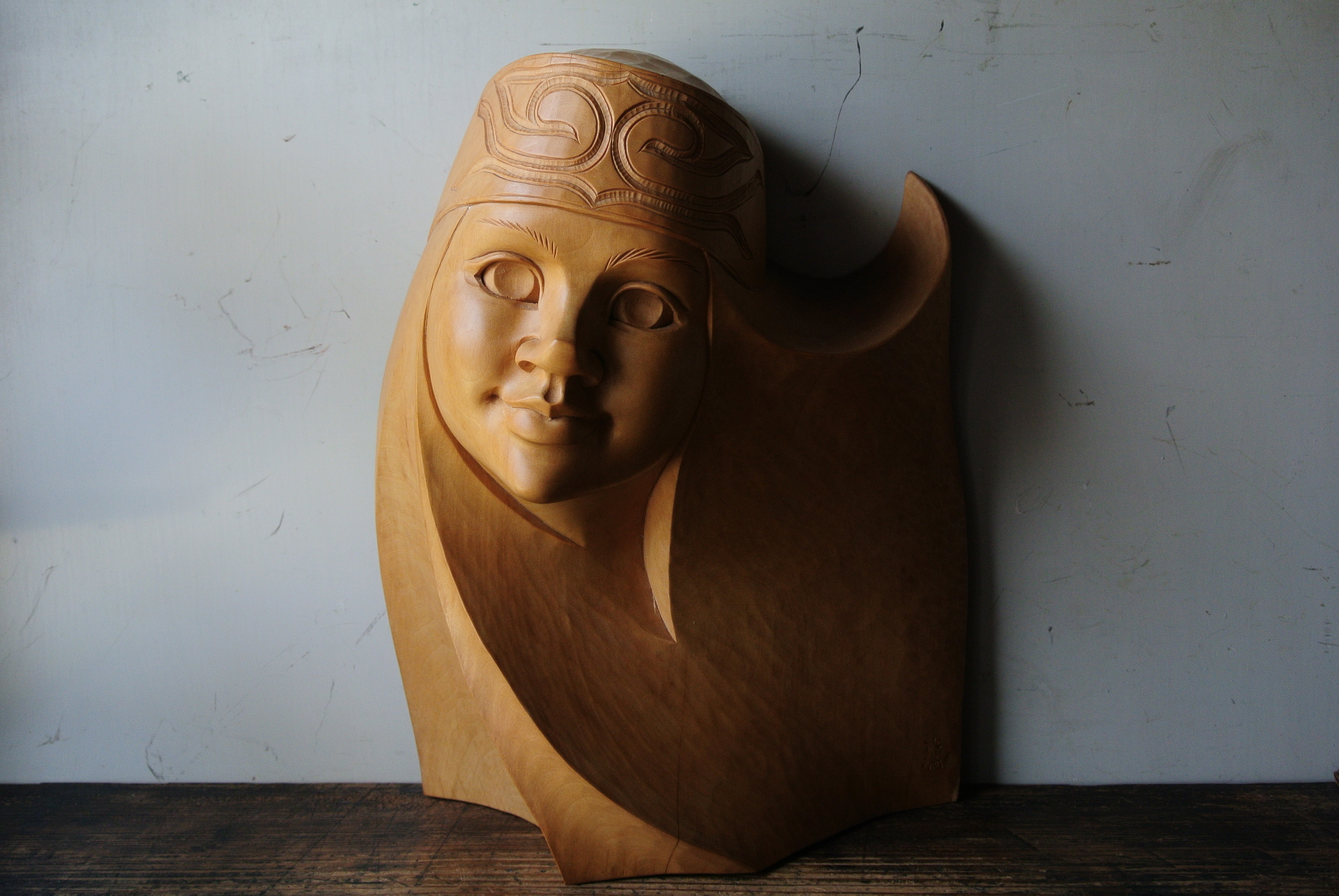 瀧口政満 作 アイヌ・メノコ 胸像 木彫 - アンティーク雑貨・古道具の