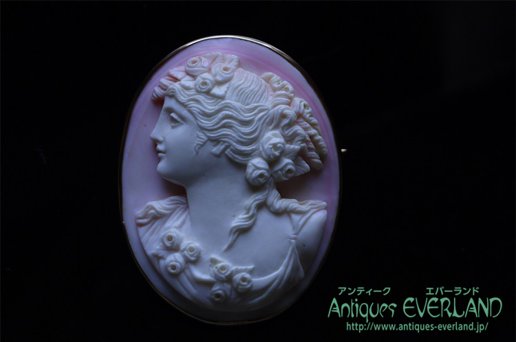 アフロディーテ ピンク シェル カメオ ブローチ ペンダント