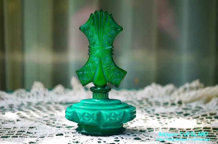 アールデコ ボヘミアン マラカイトガラス 香水瓶 パーフュームボトル