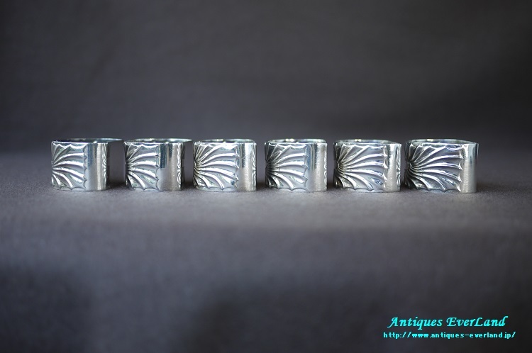 シルバー ナプキンリング 6名様分 昇日 太陽 光線