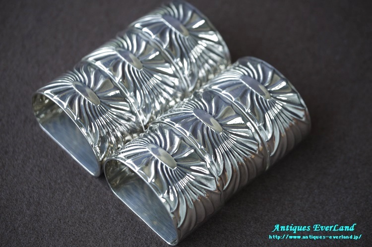 シルバー ナプキンリング 6名様分 昇日 太陽 光線