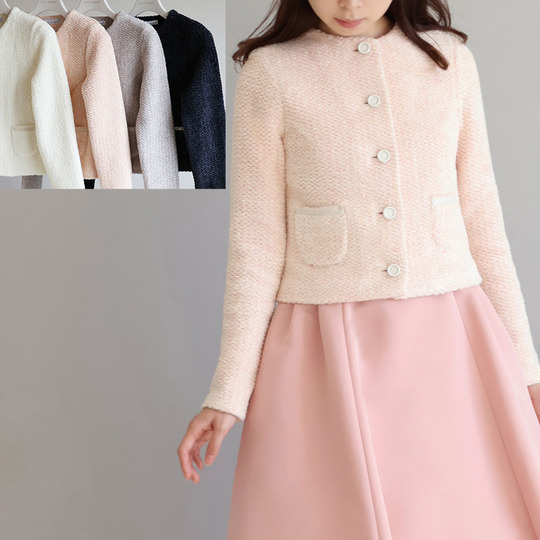 くるみボタン モールツイード ノーカラージャケット【JM2361BE】 商品