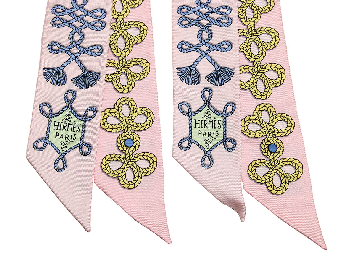 Hermès Galons et Brandebourg Silk Twilly Pair