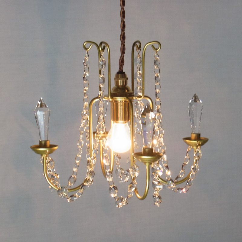 クリスタルビーズシャンデリア4金色 アトリエ Ansan