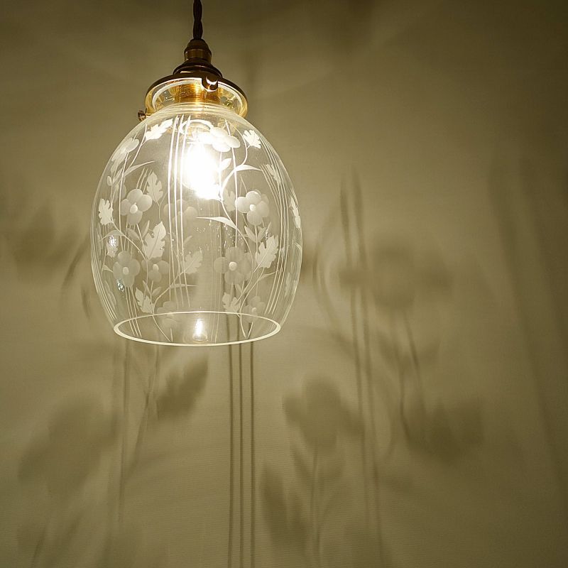 花切子ナツメ型ペンダントライト クリアk 藤本幸治 アトリエ Ansan