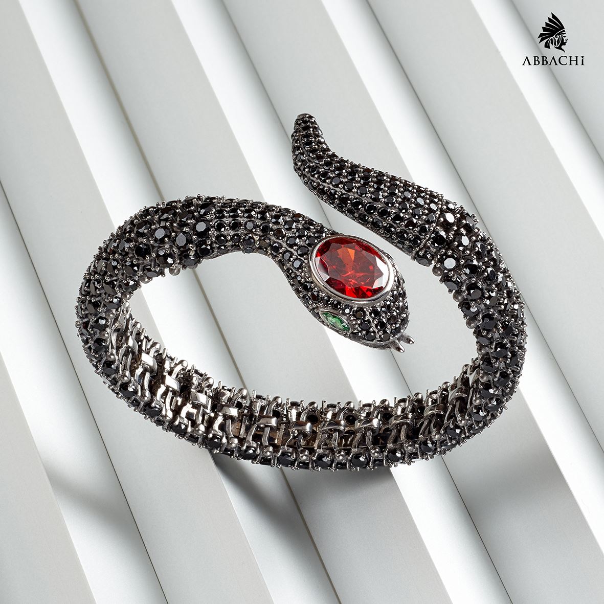 SWAROVSKI STONE SNAKE BRACELET - Abbachi Jewelry