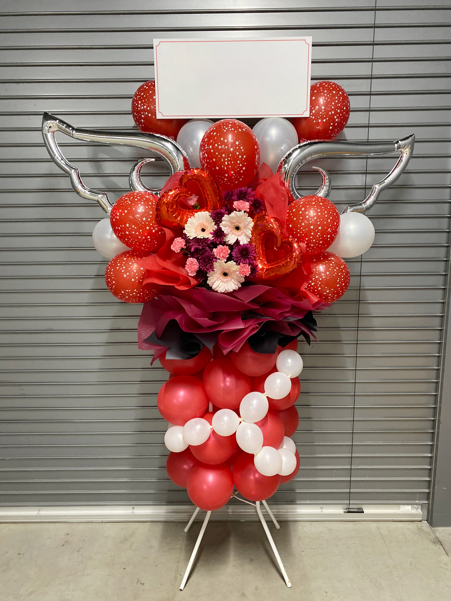 赤系エンジェルウィングバルーンスタンド花 商品詳細│中洲花屋 ABC