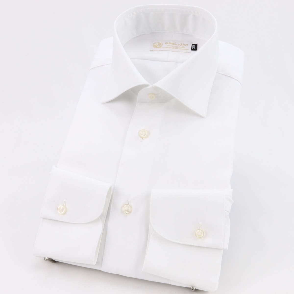 ドレスシャツ ワイシャツ ワイドカラー 白 無地 長袖 ツイル ホワイト