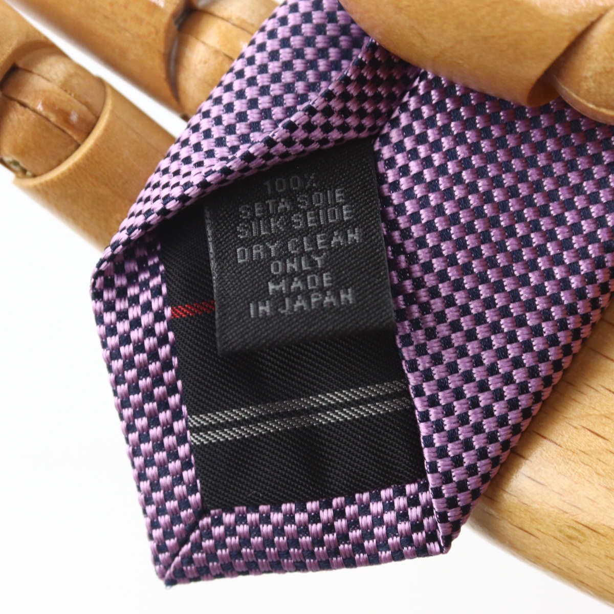 ネクタイ バスケット織りソリッドタイ ラベンダー系 シルク100% 無地
