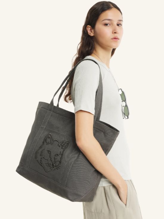 MAISON KITSUNÉ - フォックスヘッド ラージ トートバッグ (beluga