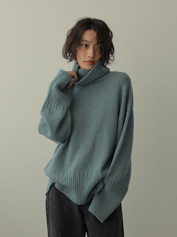 ETRE TOKYO - ウールカシミヤタートルニットプルオーバー - BLUE