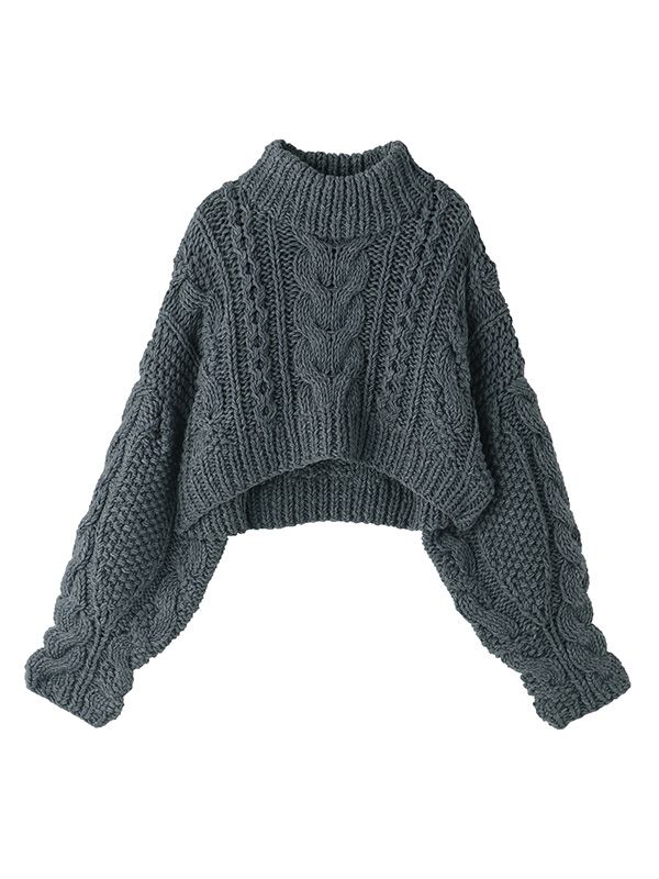ETRE TOKYO - ケーブルハンドニットプルオーバー - CHARCOAL | ADDICT