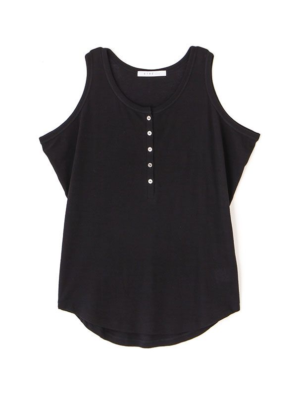 ETRE TOKYO - ヘンリーネックエアリータンクトップ BLACK | ADDICT WEB