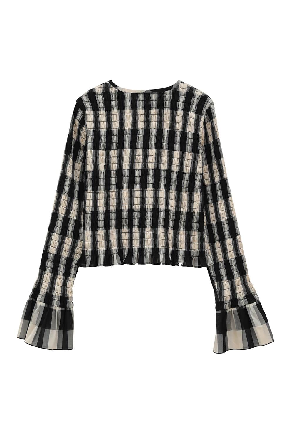 CLANE - シャーリング デザイン ブラウス - SHIRRING DESIGN BLOUSE