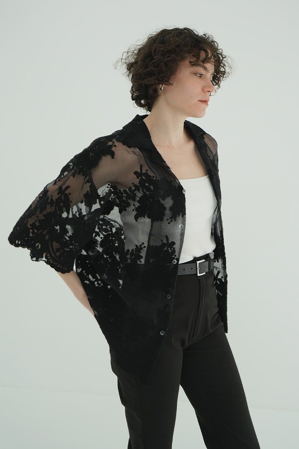 CLANE - シアーフラワーレースシャツ | SHEER FLOWER LACE SHIRTS
