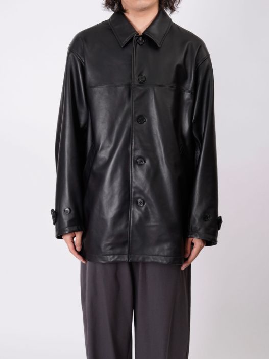 UNIVERSAL PRODUCTS - レザーカーコート - LEATHER CAR COAT - BLACK