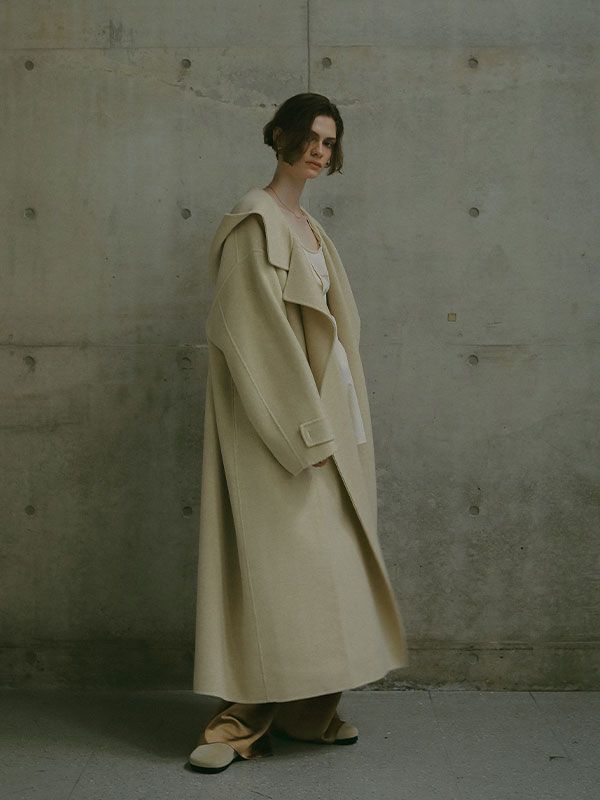 ETRE TOKYO - ウールフーディーリバーコート - BEIGE | ADDICT WEB SHOP