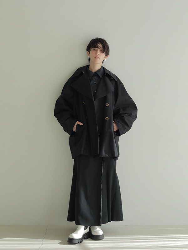 ETRE TOKYO - コーティングショートトレンチコート - BLACK | ADDICT