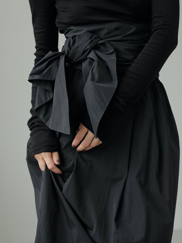 ETRE TOKYO - ウエストベルト2wayロングスカート - BLACK | ADDICT WEB