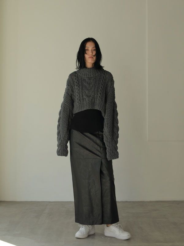 ETRE TOKYO - ケーブルハンドニットプルオーバー - CHARCOAL | ADDICT