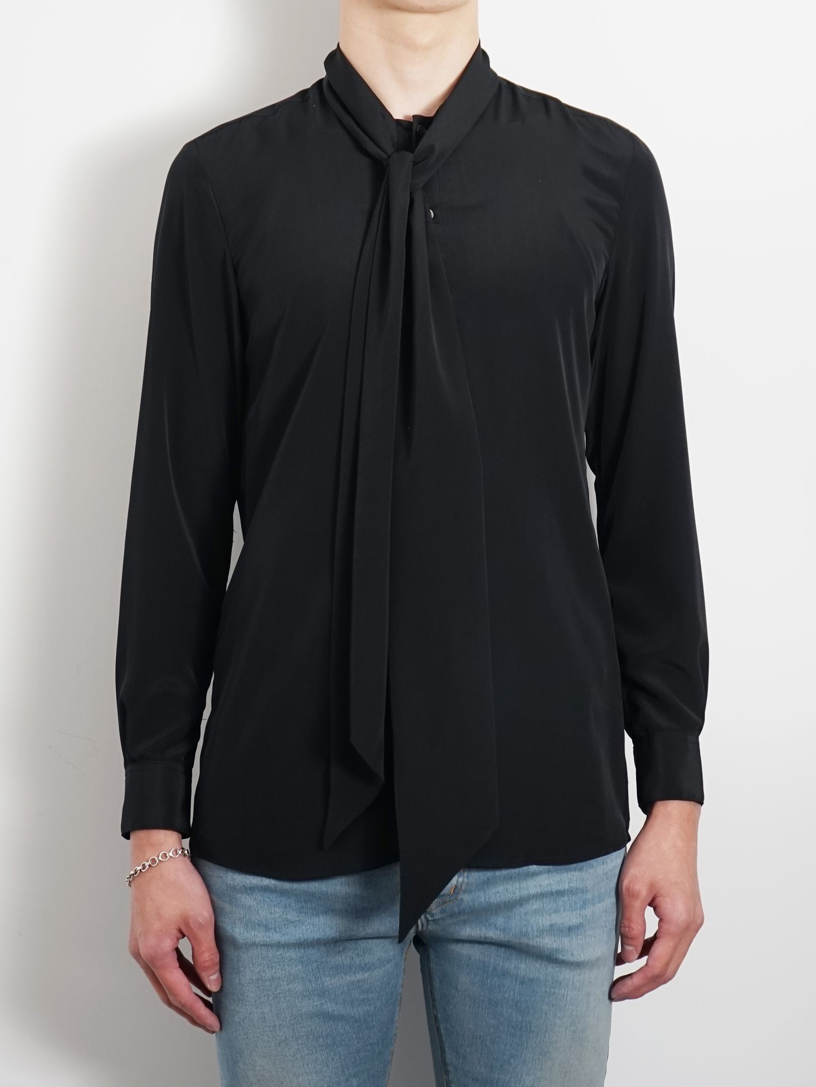 GalaabenD - ヴィーナスリボンシャツ - ブラック - Venus Satin Ribbon