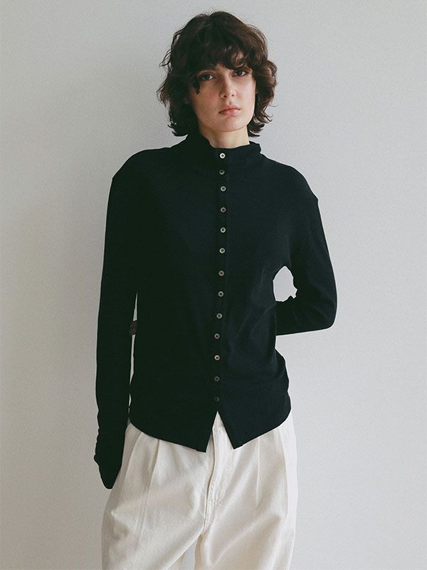 ETRE TOKYO - ガーゼフライスフロントオープンプルオーバー (BLACK