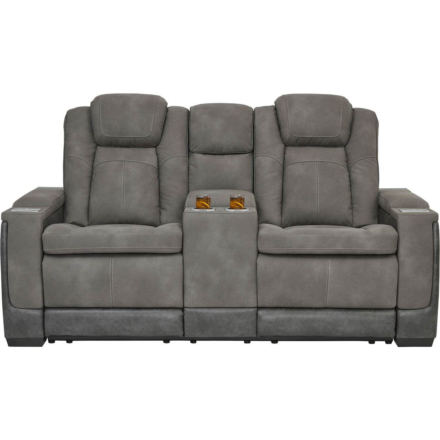 Nex Gen Gray Dual Power Zero Gravity Recline Console Loveseat