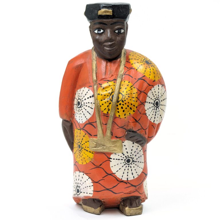 アフリカンマダム コロン人形 23cm インテリア 木彫品 （p575-19