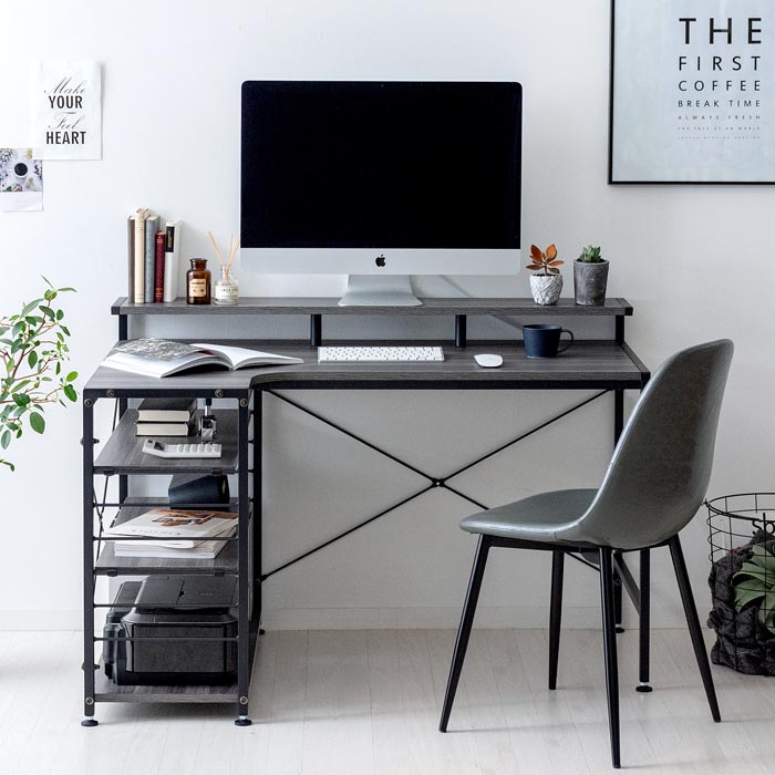 120cm幅タイプ] L字デスク merrily(メラリー) ディスプレイ棚付き