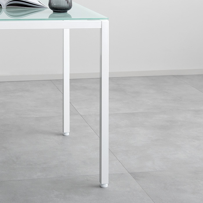 4人用 ホワイトガラストップダイニング5点セット | 家具・インテリア